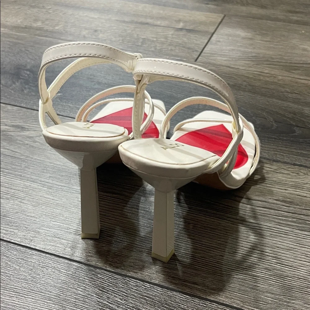 Aldo Strappy Cream Heels with Red Heart - Picture 3 of 3